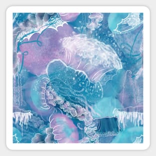 Closely Clustered Jellies Coral Blue Sticker